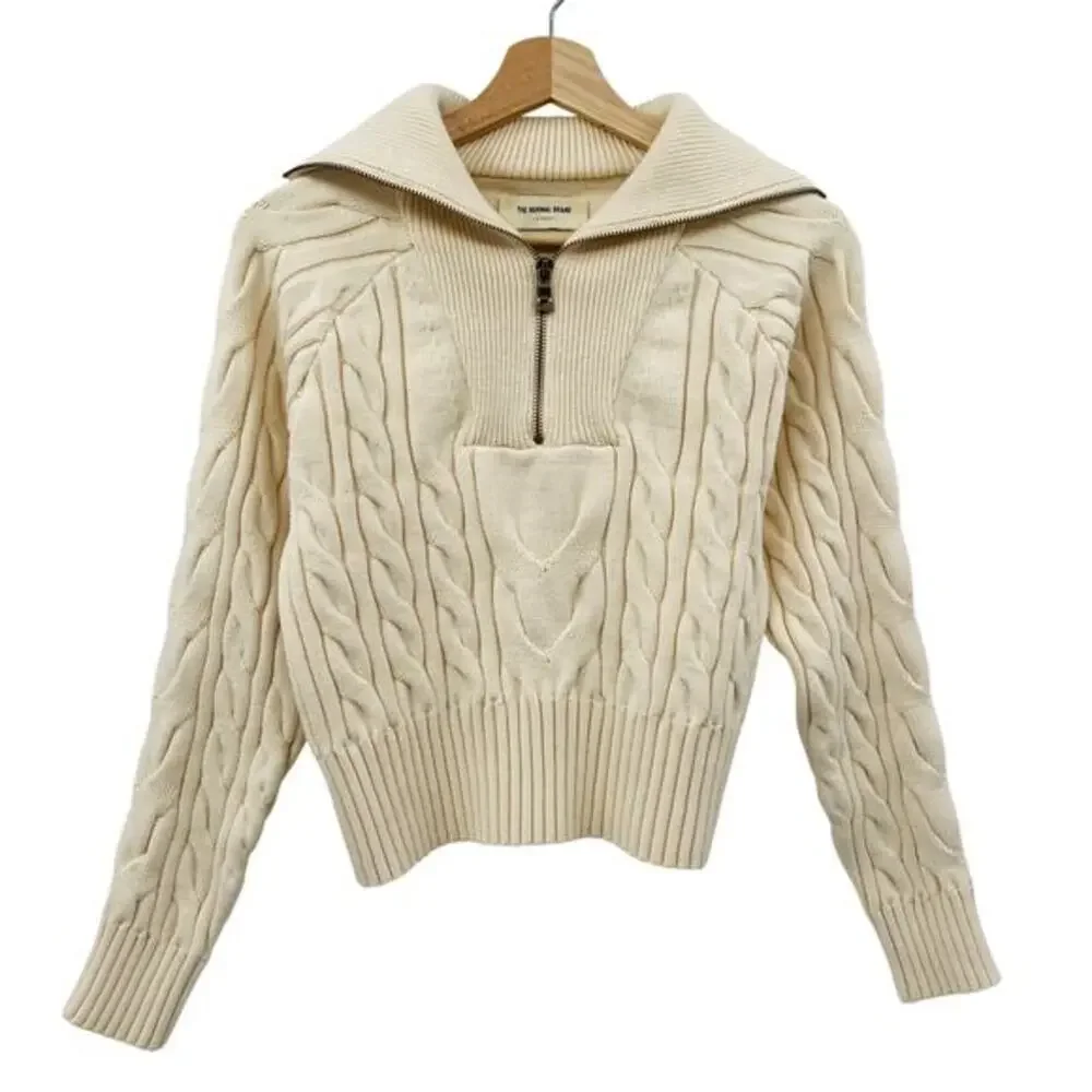 The Normal brand Cream Cable‎ Knit Quarter Zip Sweater
